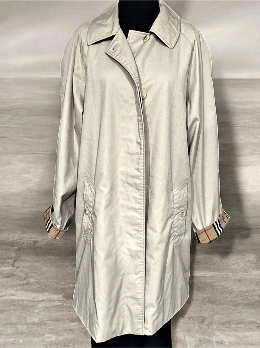 Burberry Plaid Cuff Trench Coat